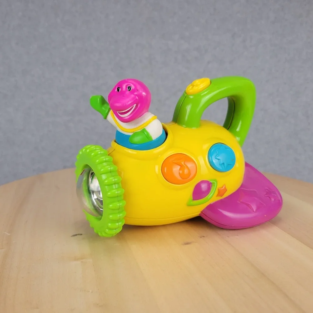 Mattel Barney Musical Flashlight Toy Toddler Yellow 2001 Space Ship Sound